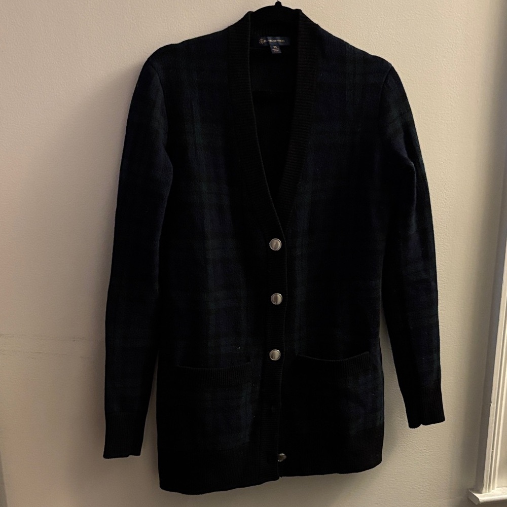 Women's Black watch Plaid Cardigan Sweater